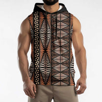 Malo e lelei Tonga Sleeveless Hoodie Tongan Ngatu Vintage Brown LT14 - Polynesian Pride