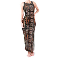 Malo e lelei Tonga Tank Maxi Dress Tongan Ngatu Vintage Brown LT14 Women Brown - Polynesian Pride