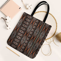 Malo e lelei Tonga Tote Bag Tongan Ngatu Vintage Brown LT14 Black Strap One Size Brown - Polynesian Pride
