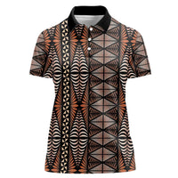 Malo e lelei Tonga Women Polo Shirt Tongan Ngatu Vintage Brown LT14 Female Brown - Polynesian Pride