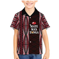 Tonga Rugby Personalised Family Matching Mermaid Dress and Hawaiian Shirt 2025 Mate Maa Tonga Ngatu Motif LT14 Son's Shirt Red - Polynesian Pride
