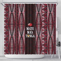 Tonga Rugby Shower Curtain 2025 Mate Maa Tonga Ngatu Motif LT14 - Polynesian Pride