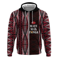 Tonga Rugby Personalised Zip Hoodie 2025 Mate Maa Tonga Ngatu Motif LT14 Zip Hoodie Red - Polynesian Pride