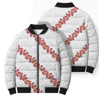 White Sunday Tonga Fakame Bomber Puffer Jacket Tongan Ngatu Heilala Lei LT14 - Polynesian Pride