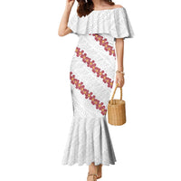 White Sunday Tonga Fakame Family Matching Mermaid Dress and Hawaiian Shirt Tongan Ngatu Heilala Lei LT14 Mom's Dress White - Polynesian Pride
