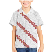 White Sunday Tonga Fakame Family Matching Mermaid Dress and Hawaiian Shirt Tongan Ngatu Heilala Lei LT14 Son's Shirt White - Polynesian Pride