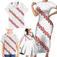 White Sunday Tonga Fakame Family Matching Short Sleeve Bodycon Dress and Hawaiian Shirt Tongan Ngatu Heilala Lei LT14 - Polynesian Pride