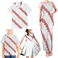White Sunday Tonga Fakame Family Matching Tank Maxi Dress and Hawaiian Shirt Tongan Ngatu Heilala Lei LT14 - Polynesian Pride