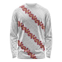 White Sunday Tonga Fakame Long Sleeve Shirt Tongan Ngatu Heilala Lei LT14 Unisex White - Polynesian Pride