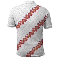 White Sunday Tonga Fakame Polo Shirt Tongan Ngatu Heilala Lei LT14 - Polynesian Pride