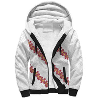 White Sunday Tonga Fakame Sherpa Hoodie Tongan Ngatu Heilala Lei - Polynesian Pride