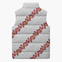 White Sunday Tonga Fakame Sleeveless Puffer Jacket Tongan Ngatu Heilala Lei LT14 - Polynesian Pride