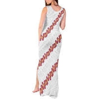White Sunday Tonga Fakame Tank Maxi Dress Tongan Ngatu Heilala Lei LT14 - Polynesian Pride