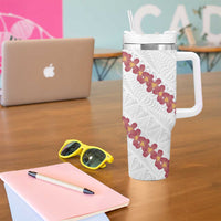 White Sunday Tonga Fakame Tumbler With Handle Tongan Ngatu Heilala Lei LT14 - Polynesian Pride