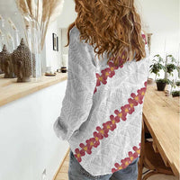 White Sunday Tonga Fakame Women Casual Shirt Tongan Ngatu Heilala Lei LT14 - Polynesian Pride