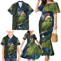 New Zealand Christmas Family Matching Mermaid Dress and Hawaiian Shirt Cute Kakapo Meri Kirihimete Maori Koru LT14 - Polynesian Pride