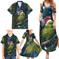 New Zealand Christmas Family Matching Summer Maxi Dress and Hawaiian Shirt Cute Kakapo Meri Kirihimete Maori Koru LT14 - Polynesian Pride