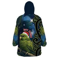 New Zealand Christmas Wearable Blanket Hoodie Cute Kakapo Meri Kirihimete Maori Koru LT14 - Polynesian Pride