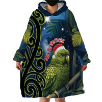 New Zealand Christmas Wearable Blanket Hoodie Cute Kakapo Meri Kirihimete Maori Koru LT14 - Polynesian Pride