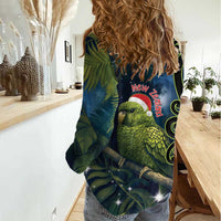 New Zealand Christmas Women Casual Shirt Cute Kakapo Meri Kirihimete Maori Koru LT14 - Polynesian Pride