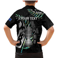Personalised New Zealand Silver Fern Rugby Family Matching Mermaid Dress and Hawaiian Shirt Paua Shell With Champions Trophy History NZ Forever LT14 - Polynesian Pride
