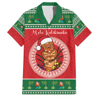 Personalized Hawaii Christmas Family Matching Short Sleeve Bodycon Dress and Hawaiian Shirt Tiki Santa Mele Kalikimaka LT14 Dad's Shirt - Short Sleeve Red - Polynesian Pride