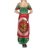 Personalized Hawaii Christmas Family Matching Summer Maxi Dress and Hawaiian Shirt Tiki Santa Mele Kalikimaka LT14 - Polynesian Pride