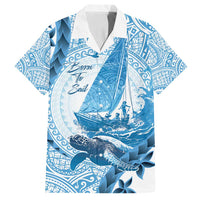 New Zealand Sailing Family Matching Summer Maxi Dress and Hawaiian Shirt Aotearoa Yacht Racing - Born To Sail LT14 Dad's Shirt - Short Sleeve Blue - Polynesian Pride