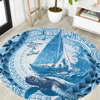 New Zealand Sailing Round Carpet Aotearoa Yacht Racing - Born To Sail LT14 Blue - Polynesian Pride