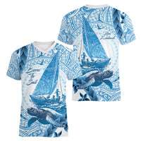 New Zealand Saling Women V-Neck T-Shirt Aotearoa Yacht Racing - Born To Sail