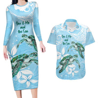 Personalised Polynesia Valentine's Day Couples Matching Long Sleeve Bodycon Dress and Hawaiian Shirt SeaTurtle Couple Polynesian - Fairy Sparkles Color LT14 Blue - Polynesian Pride