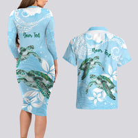 Personalised Polynesia Valentine's Day Couples Matching Long Sleeve Bodycon Dress and Hawaiian Shirt SeaTurtle Couple Polynesian - Fairy Sparkles Color LT14 - Polynesian Pride