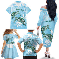 Personalised Polynesia Valentine's Day Family Matching Off The Shoulder Long Sleeve Dress and Hawaiian Shirt SeaTurtle Couple Polynesian - Fairy Sparkles Color LT14 - Polynesian Pride