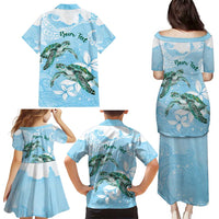 Personalised Polynesia Valentine's Day Family Matching Puletasi and Hawaiian Shirt SeaTurtle Couple Polynesian - Fairy Sparkles Color LT14 - Polynesian Pride