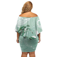 Happy Valentine's Day Polynesia Family Matching Off Shoulder Short Dress and Hawaiian Shirt SeaTurtle Couple Polynesian - Green Lester Color LT14 - Polynesian Pride