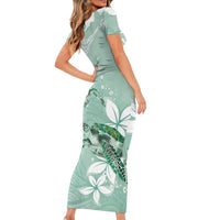 Happy Valentine's Day Polynesia Family Matching Short Sleeve Bodycon Dress and Hawaiian Shirt SeaTurtle Couple Polynesian - Green Lester Color