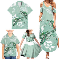Happy Valentine's Day Polynesia Family Matching Summer Maxi Dress and Hawaiian Shirt SeaTurtle Couple Polynesian - Green Lester Color LT14 - Polynesian Pride