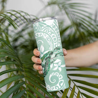 Happy Valentine's Day Polynesia Skinny Tumbler SeaTurtle Couple Polynesian - Green Lester Color