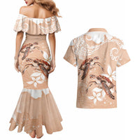 Happy Valentine's Day Polynesia Couples Matching Mermaid Dress and Hawaiian Shirt SeaTurtle Couple Polynesian - Desert Sand Color LT14 - Polynesian Pride