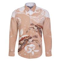 Happy Valentine's Day Polynesia Family Matching Mermaid Dress and Hawaiian Shirt SeaTurtle Couple Polynesian - Desert Sand Color LT14 Dad's Shirt - Long Sleeve Desert Sand - Polynesian Pride