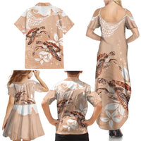 Happy Valentine's Day Polynesia Family Matching Summer Maxi Dress and Hawaiian Shirt SeaTurtle Couple Polynesian - Desert Sand Color LT14 - Polynesian Pride