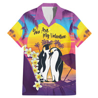 Hawaii Penguin Couple Family Matching Mermaid Dress and Hawaiian Shirt You Are My Valentine - Tropical Sunset Vibes LT14 Dad's Shirt - Short Sleeve Purple - Polynesian Pride