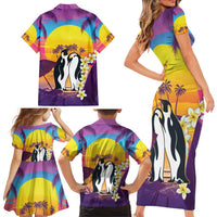 Hawaii Penguin Couple Family Matching Short Sleeve Bodycon Dress and Hawaiian Shirt You Are My Valentine - Tropical Sunset Vibes