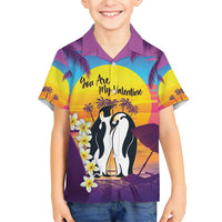 Hawaii Penguin Couple Family Matching Short Sleeve Bodycon Dress and Hawaiian Shirt You Are My Valentine - Tropical Sunset Vibes