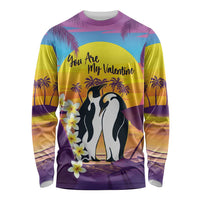 Hawaii Penguin Couple Long Sleeve Shirt You Are My Valentine - Tropical Sunset Vibes