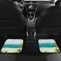 Hawaii Penguin Couple Car Mats Hawaiian Kakau - Tropical Summer Vibes LT14 Set 2pcs - Back Cyan - Polynesian Pride