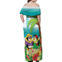 Hawaii Penguin Couple Family Matching Off Shoulder Maxi Dress and Hawaiian Shirt Hawaiian Kakau - Tropical Summer Vibes LT14 - Polynesian Pride
