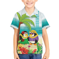 Hawaii Penguin Couple Family Matching Short Sleeve Bodycon Dress and Hawaiian Shirt Hawaiian Kakau - Tropical Summer Vibes