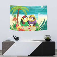 Hawaii Penguin Couple Tapestry Hawaiian Kakau - Tropical Summer Vibes LT14 - Polynesian Pride