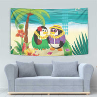 Hawaii Penguin Couple Tapestry Hawaiian Kakau - Tropical Summer Vibes LT14 - Polynesian Pride
